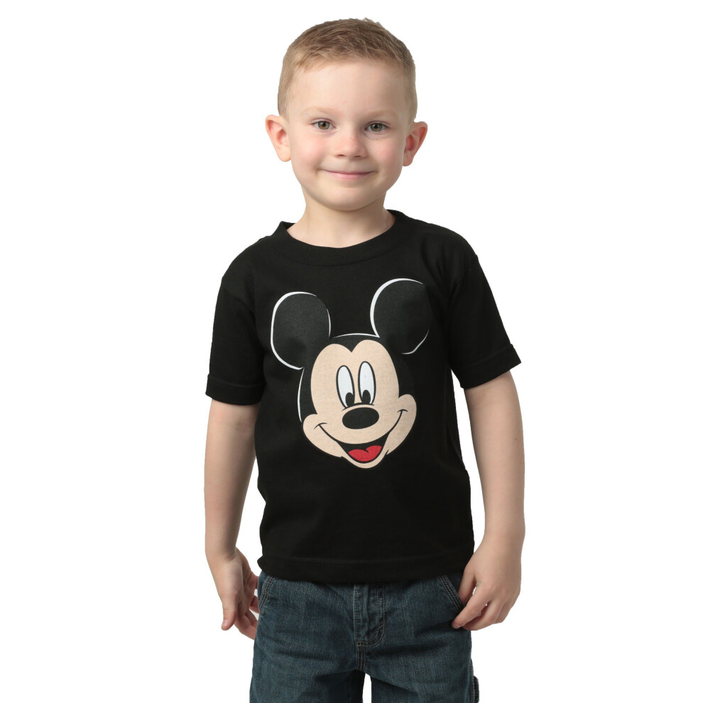 Disney Boys Toddler Mickey Mouse Big Face Short Sleeve Tshirt  Black  2T