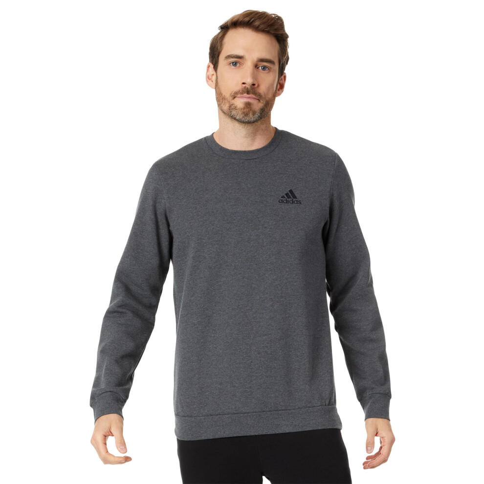 adidas Mens Essentials Fleece Sweatshirt  Dark Grey HeatherBlack  XSmall