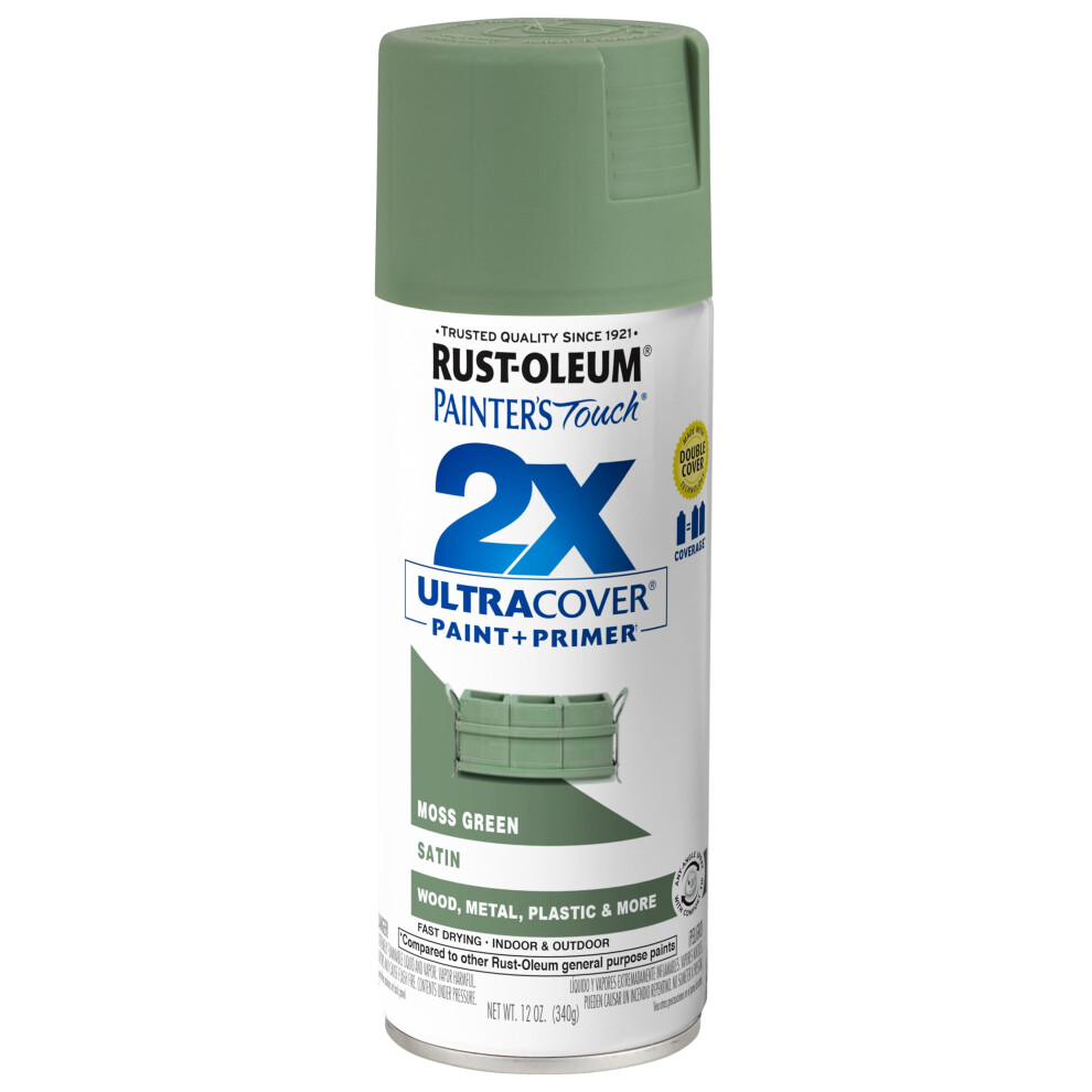 RustOleum 334075 Painters Touch 2X Ultra Cover Spray Paint  12 oz  Satin Moss Green