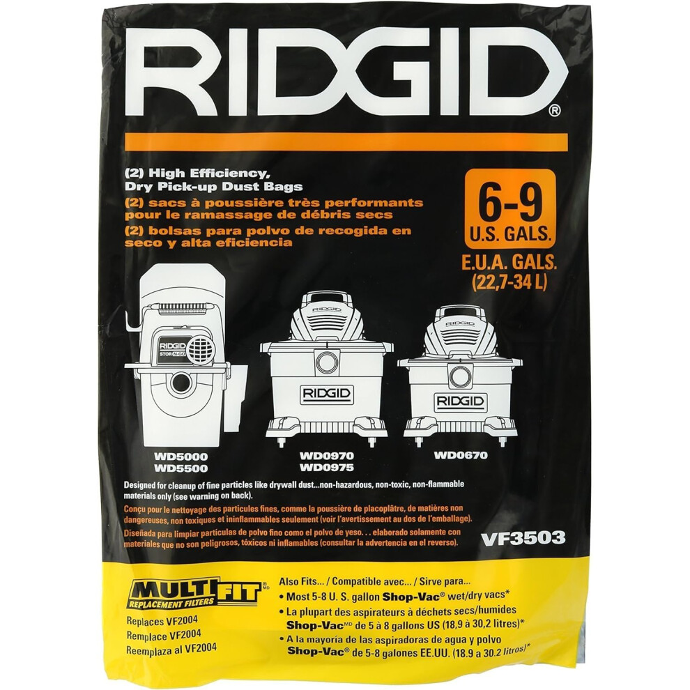 Ridgid VF3503 Bags for 69 Gallon Ridgid Vacuums