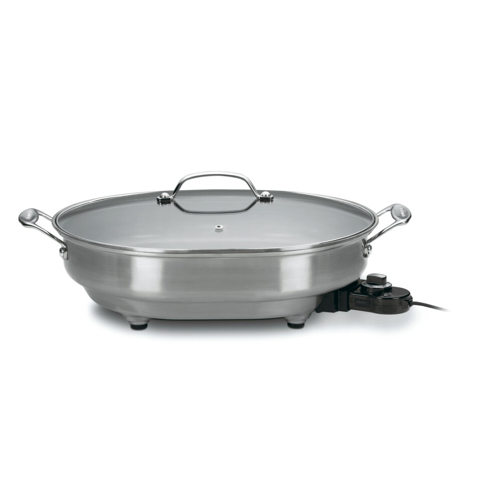 Cuisinart CSK150 1500Watt Nonstick Oval Electric Skillet Brushed Stainless 18 IN