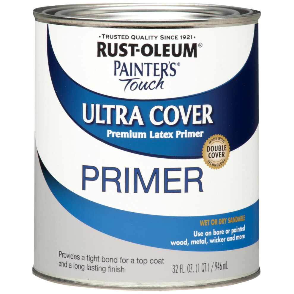 RustOleum Brush On Acrylic Paint 1980502 Painters Touch Quart Latex  Flat Gray Primer  1 Pack of 1  32 Fl Oz