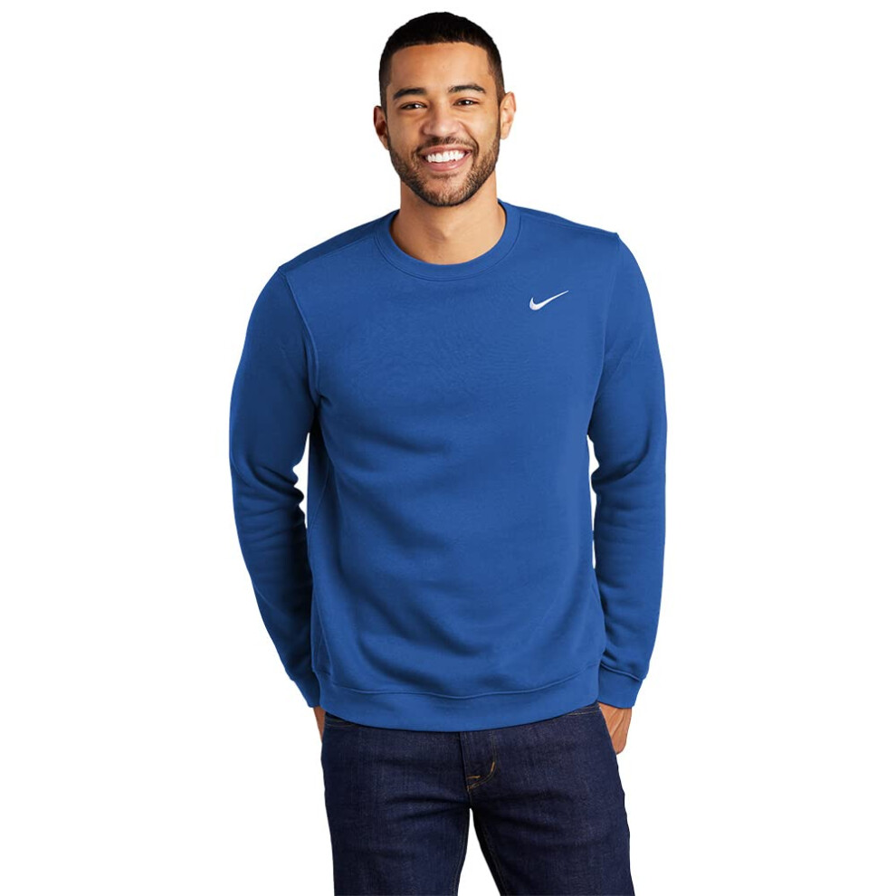 Nike Club Fleece Crew Mens Sweatshirt Crewneck Royal  Large