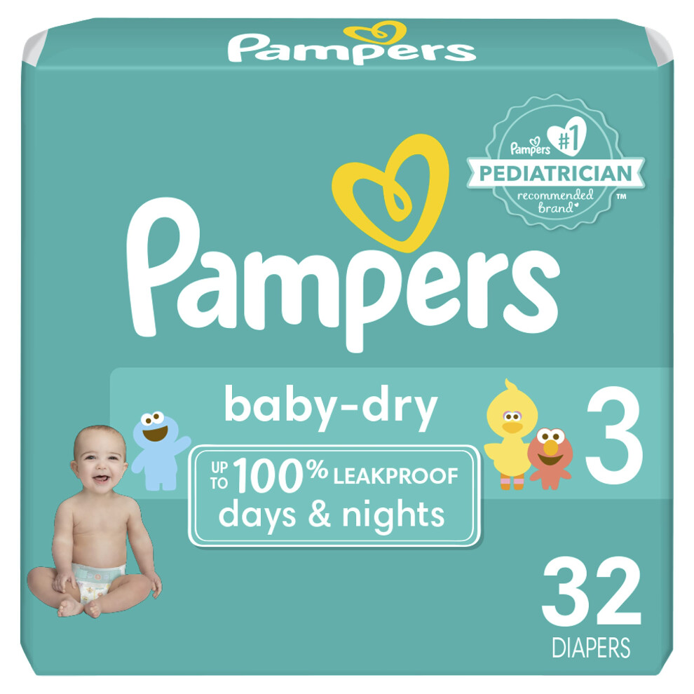 Pampers Baby Dry Diapers  Size 3  32 Count  Absorbent Disposable Diapers