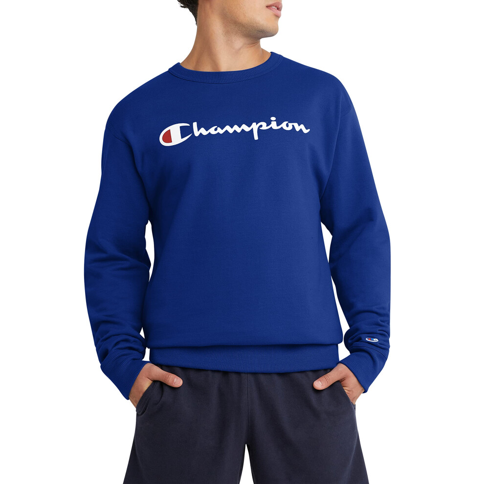 Champion Mens Sweatshirt  Powerblend  Fleece Midweight Crewneck Reg Or Big  Tall Athleticsweatshirts  Surf The Web Script