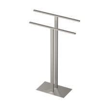 Gatco 1552SN Modern Floorstanding Two Level Towel Holder  Satin Nickel