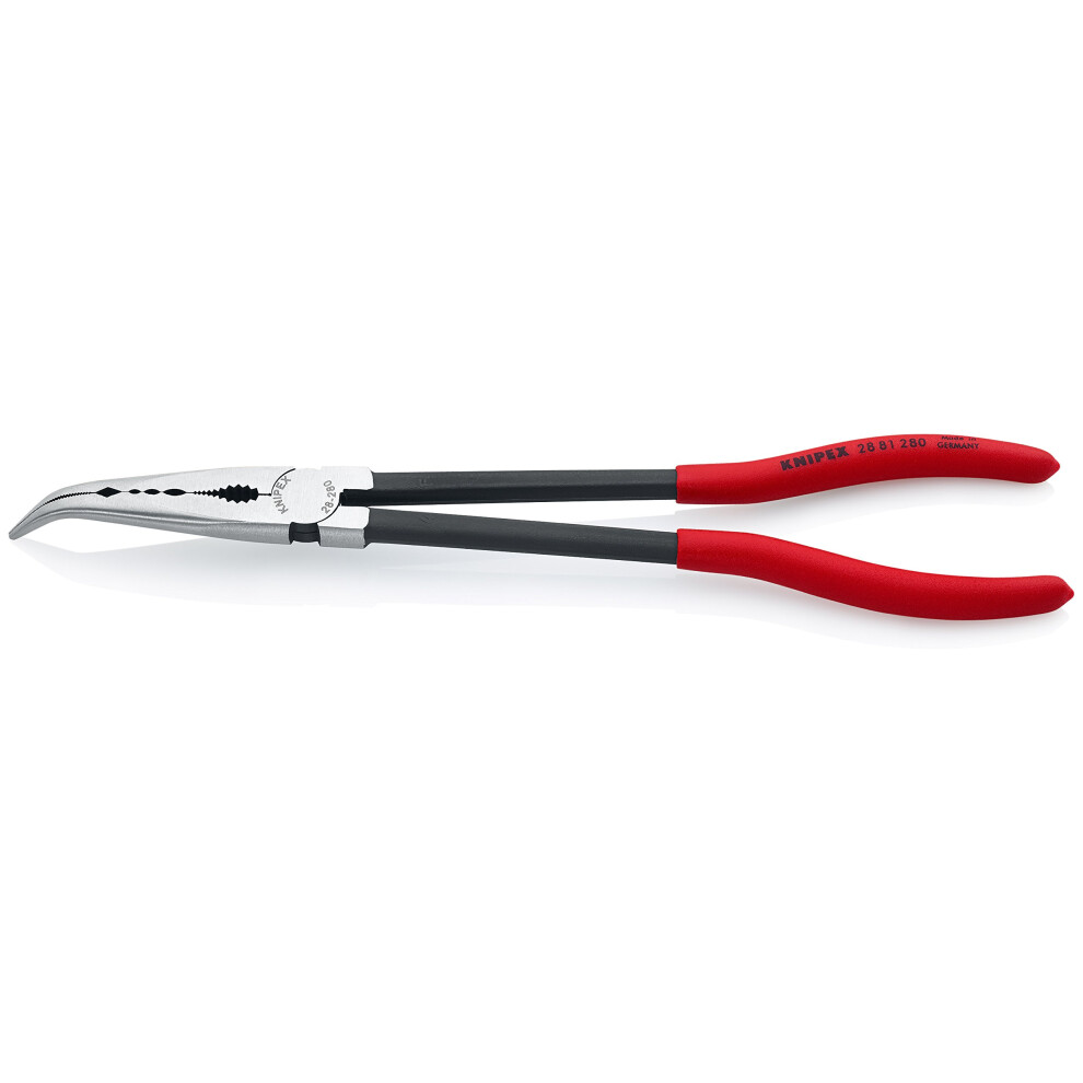 KNIPEX Tools  Extra Long Needle Nose Pliers  45 Degree Angled Jaws 2881280  Red