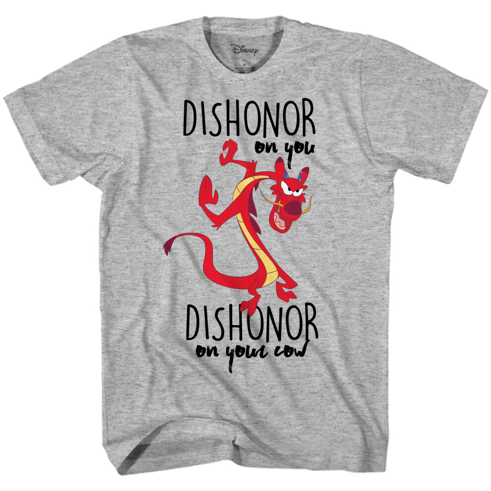 Disney Mulan Mushu Dishonor On Your Cow Disneyland Graphic Adult TShirtHeather Grey 30 XXL