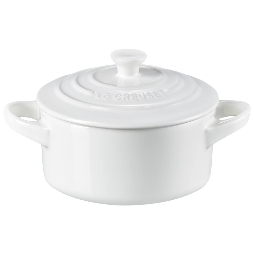 Le Creuset Stoneware Mini Round Cocotte  8 oz  White