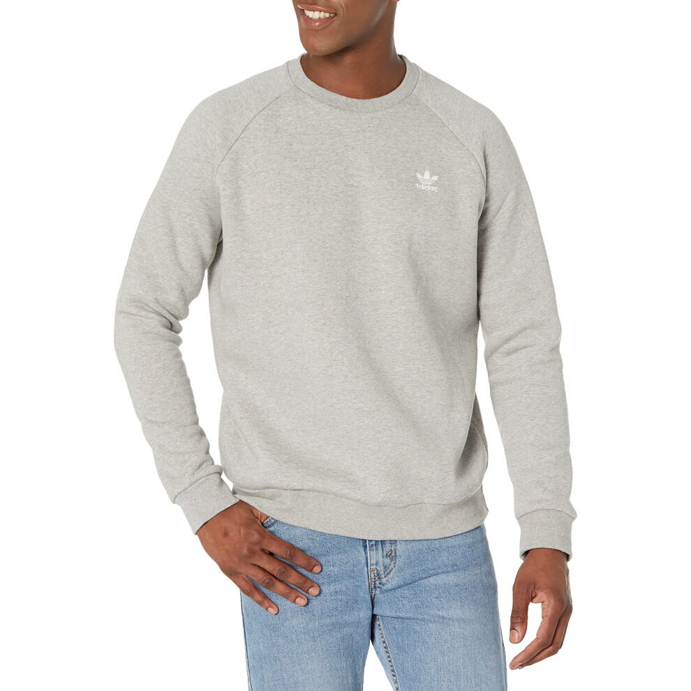 adidas Originals Mens Adicolor Essentials Trefoil Crewneck Sweatshirt  Medium Grey Heather