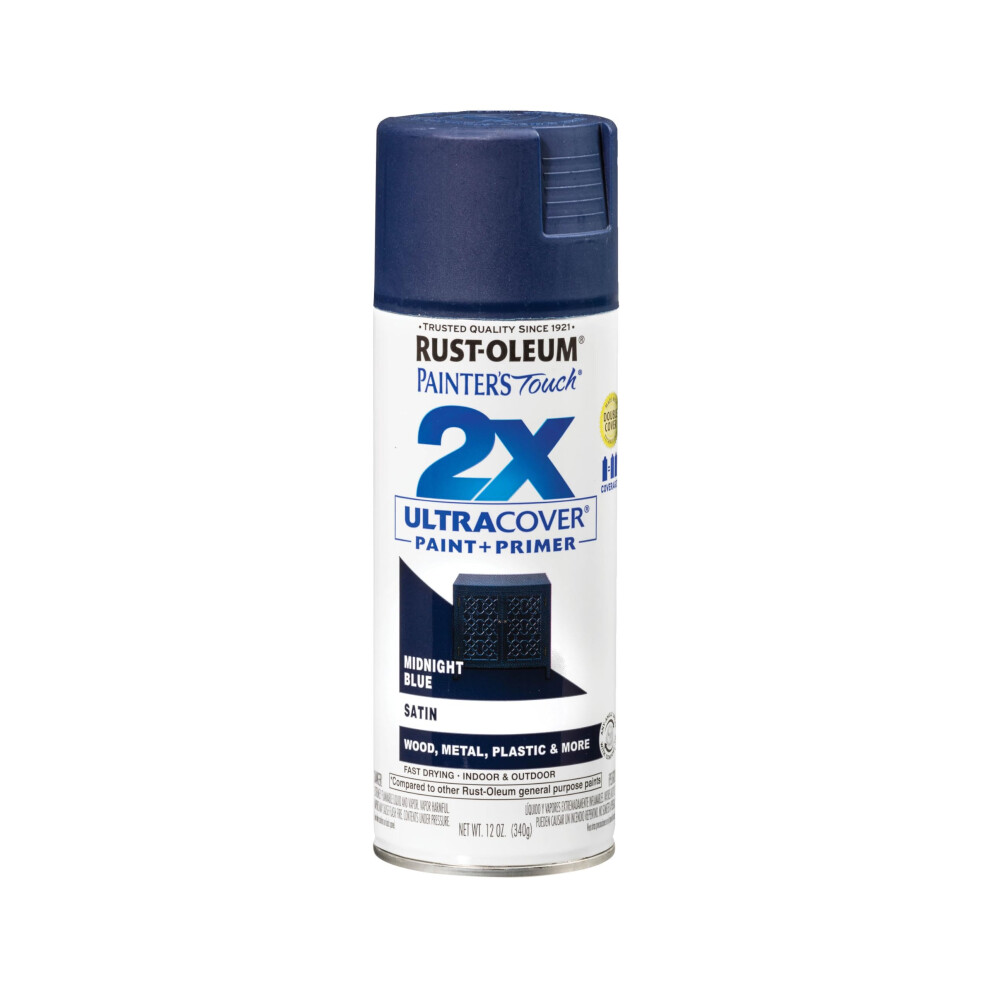 RustOleum 334091 Painters Touch 2X Ultra Cover Spray Paint  12 oz  Satin Midnight Blue