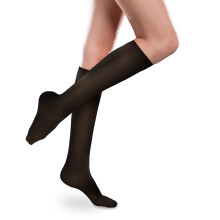 Sheer Ease Dames Kniestrumpen - 20-30mmHg Gematigde Compressie Nylons (Zwart, Middel Lang)