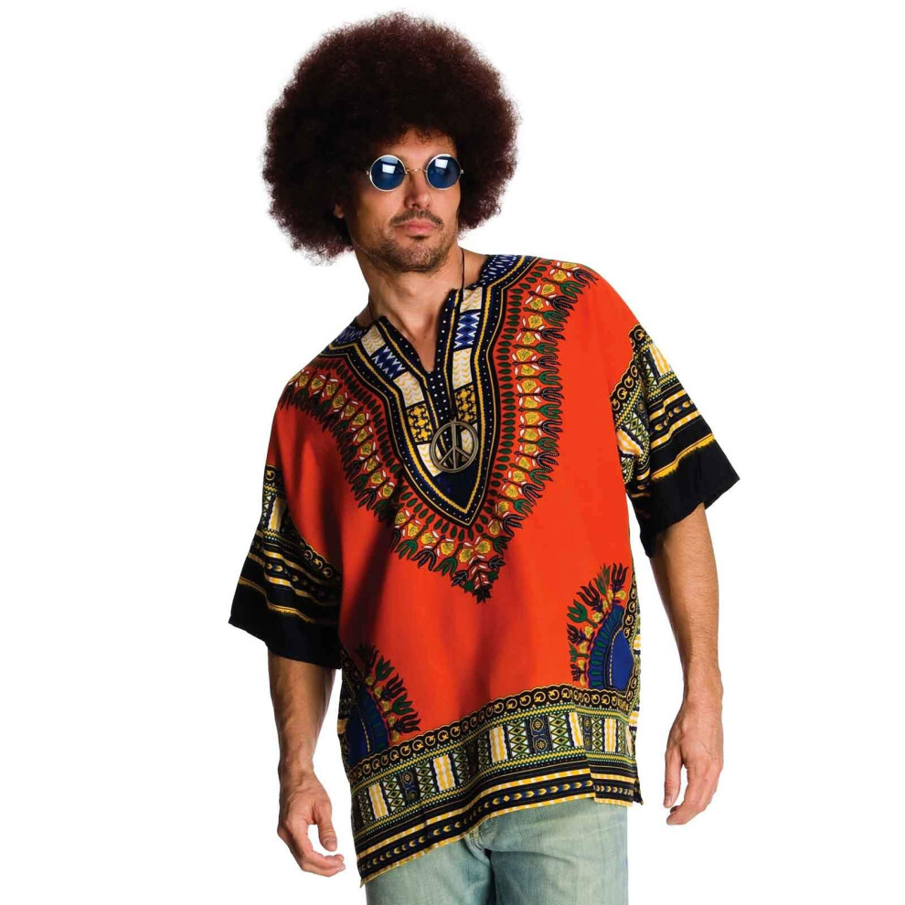 Rubies mens Heroes and Hombres  Mens Hippie Shirt Wig adult sized costumes  Orange  Standard US