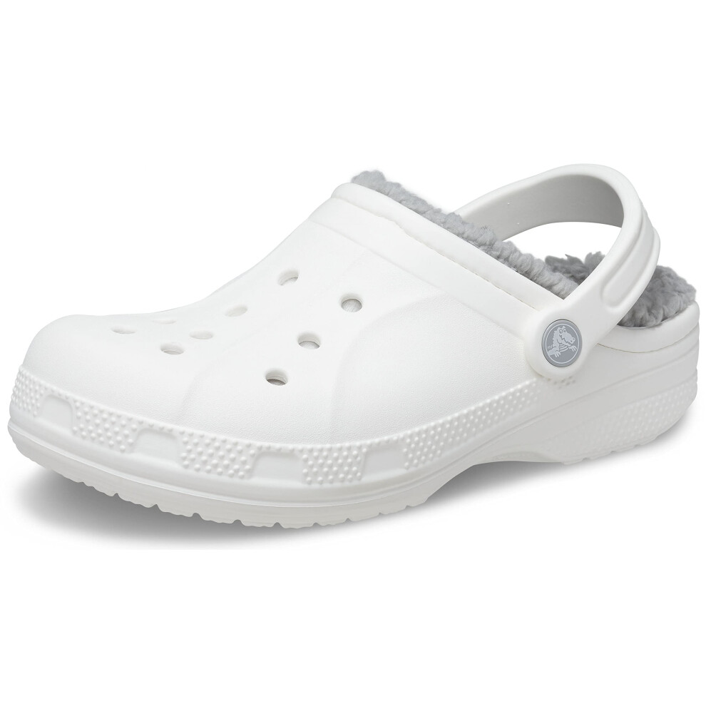 Crocs UnisexAdult Ralen Lined Clogs  Fuzzy Slippers  WhiteLight Grey  15 Women  13 Men