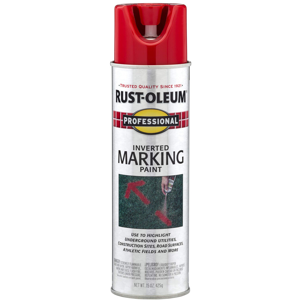 RustOleum 2564838 Professional Inverted Marking Spray Paint  15 oz  Safety Red