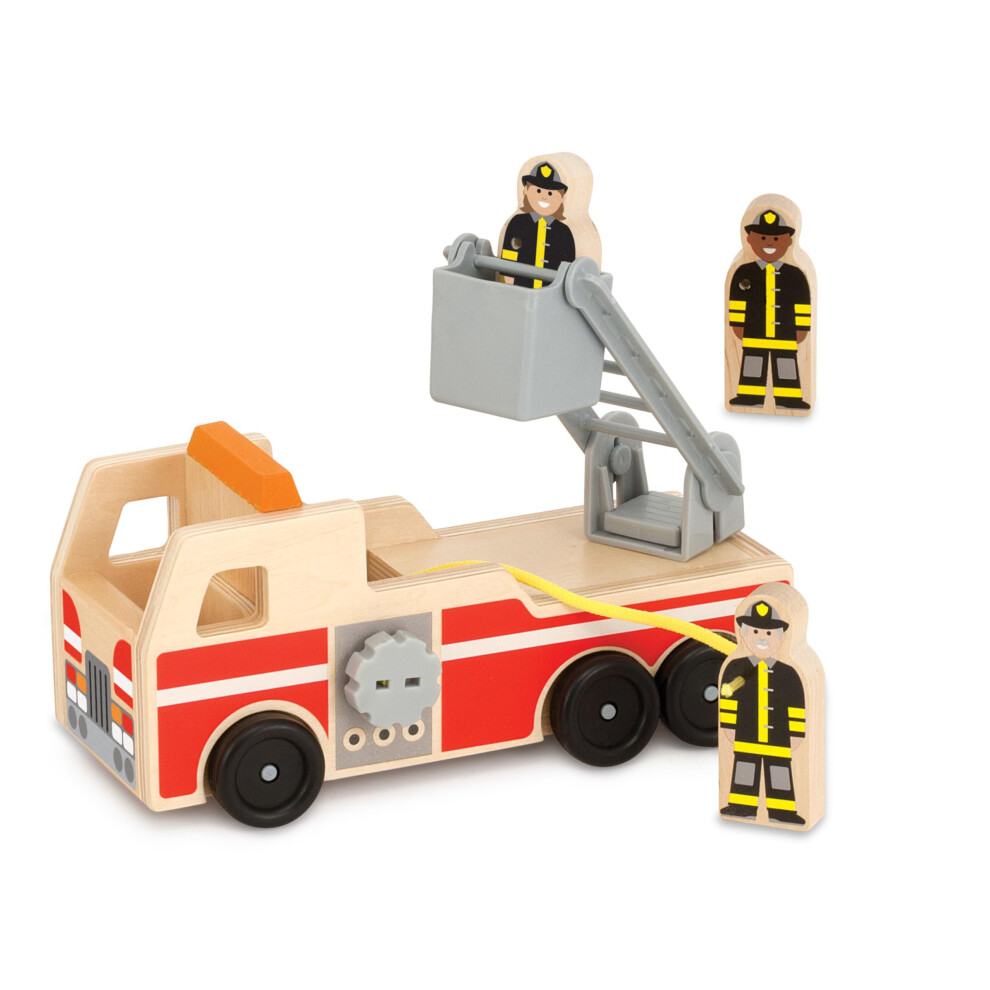 Melissa  Doug Wooden Fire Truck With 3 Firefighter Play Figures  Fire Truck Toys For Kids  Toddler Toy For Pretend Play  Class