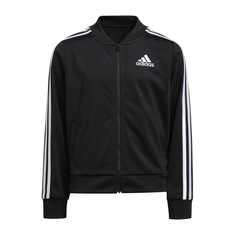 adidas girls Zip Front Tricot Bomber Jacket  Black  Medium Plus