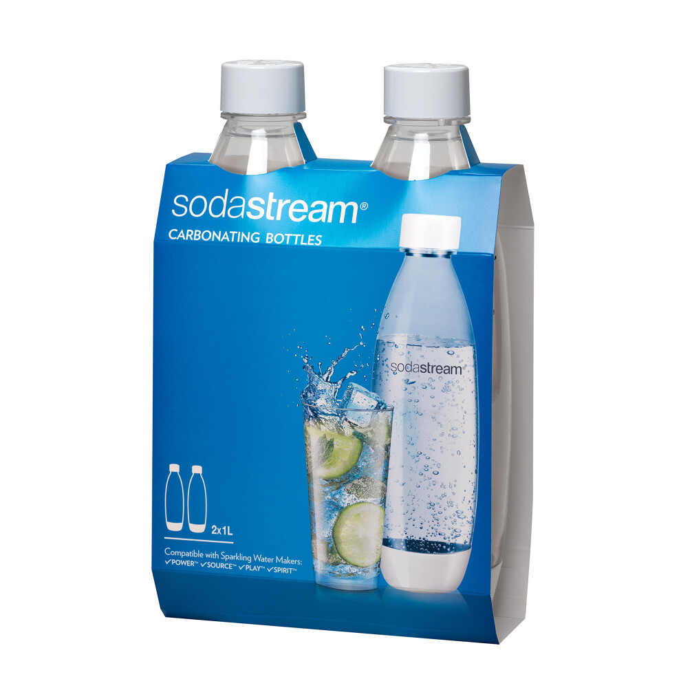 SodaStream White Slim Carbonating Bottles Twin Pack  1L Pack Of 2