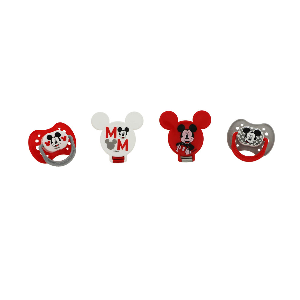 Cudlie Disney Baby Boy Mickey Mouse Pack of 2 Pacifier with 2 Clips  M Is Fo Mickey