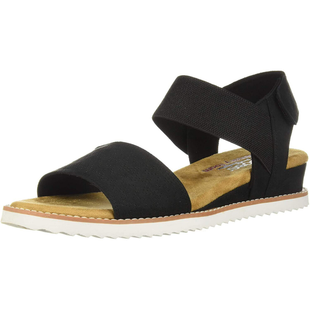 Skechers BOBS Womens Desert KissStretch Quarter Strap Sandal Flat  Black  85 W US