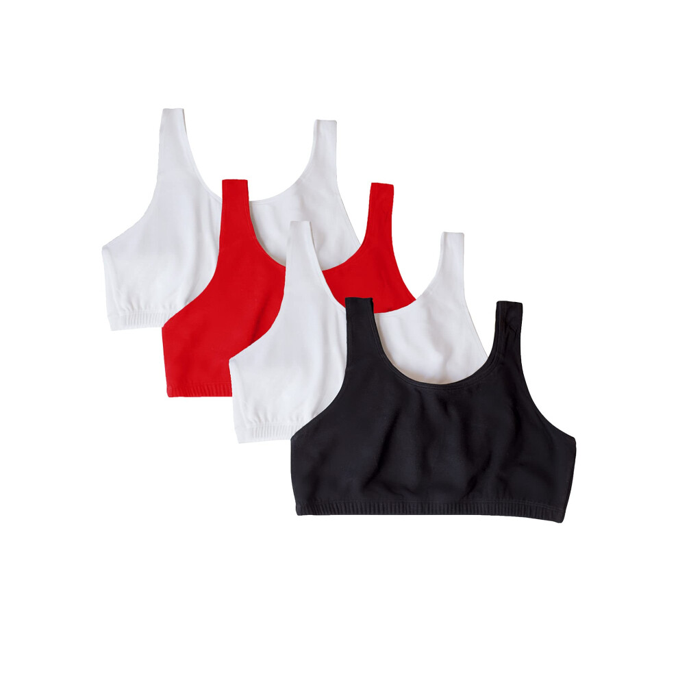 Fruit of the Loom Womens Built Up Tank Style Sports Bra Fashion Colors  BlackWhiteWhiteRed 4pack  44