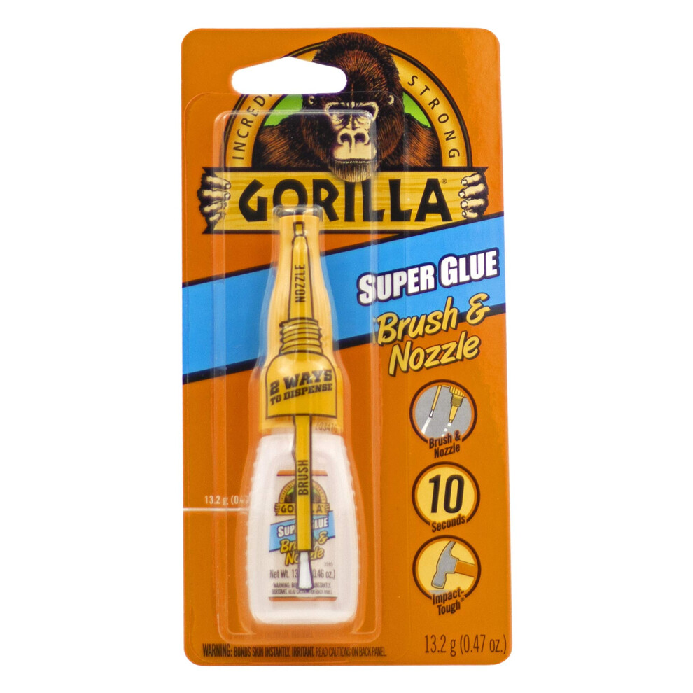 Gorilla Super Glue with Brush  Nozzle Applicator  132 Gram  Clear  Pack of 1