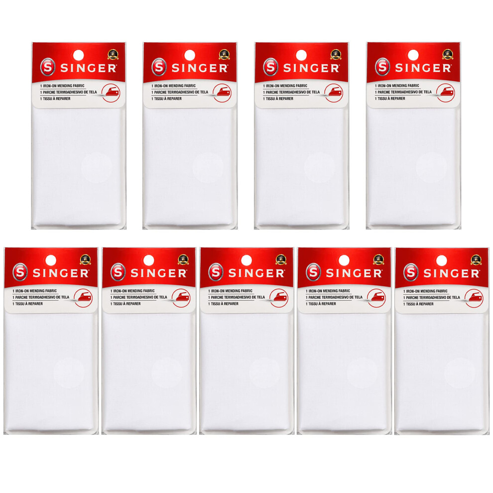 IronOn Mending Fabric  7Inch x 16Inch Patch for Mending Clothes  White NinePack