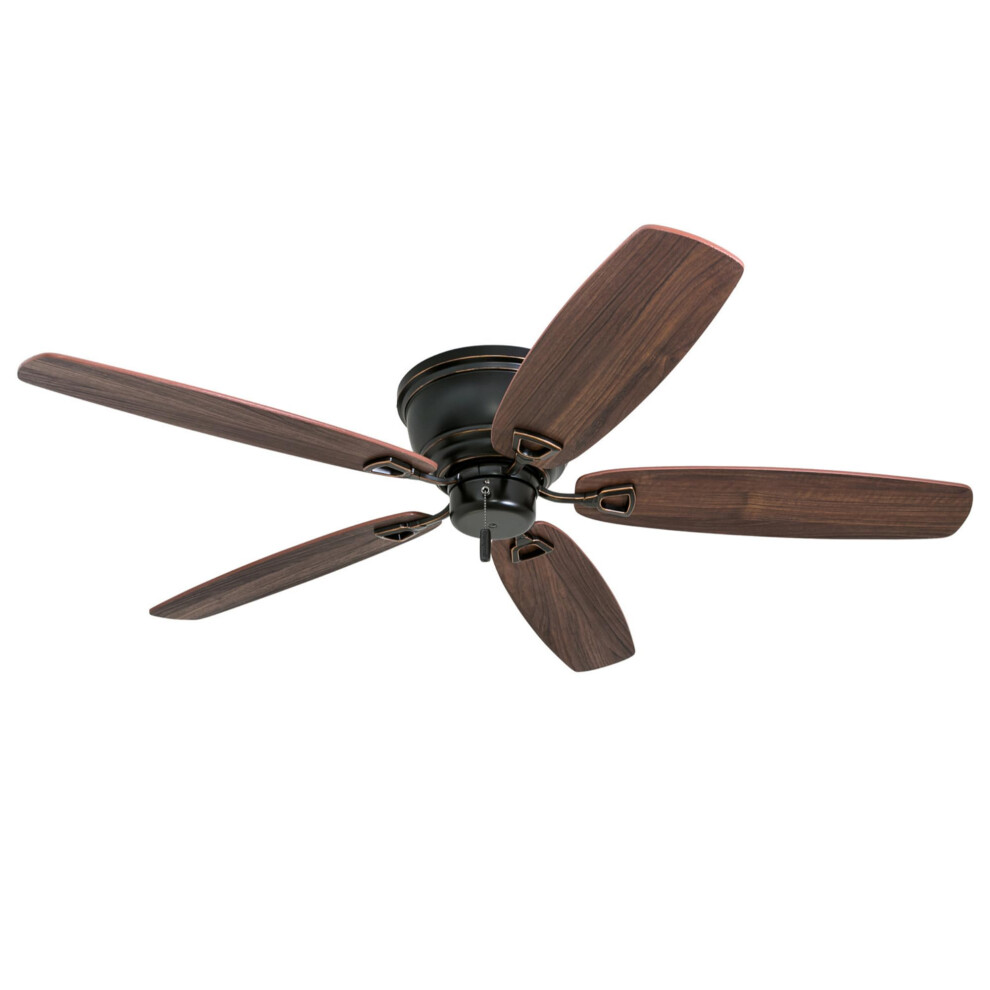 Honeywell Ceiling Fans Glen Alden  52 inch Classic Flush Mount Indoor Ceiling Fan with No Light  Pull Chain  Quick2Hang Dual F