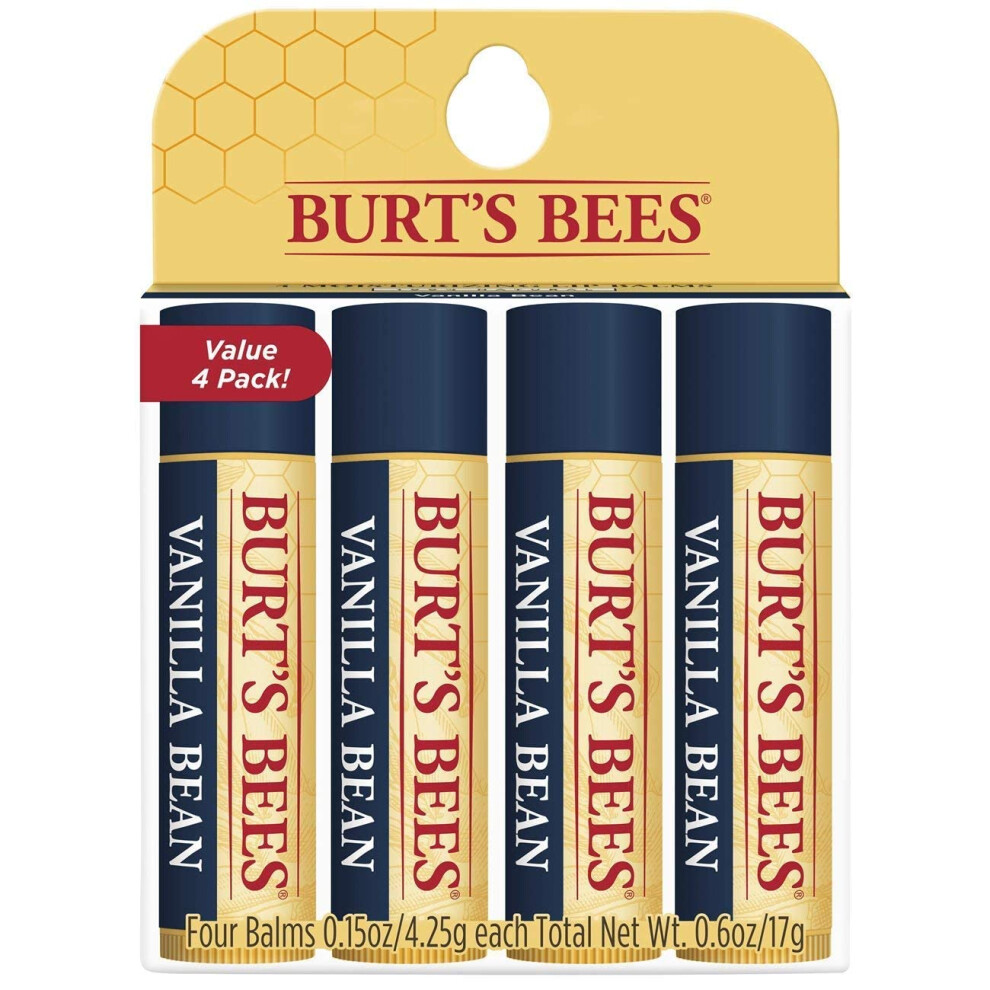 Burts Bees 100 Natural Moisturizing Lip Balm  Vanilla Bean  4 Tubes