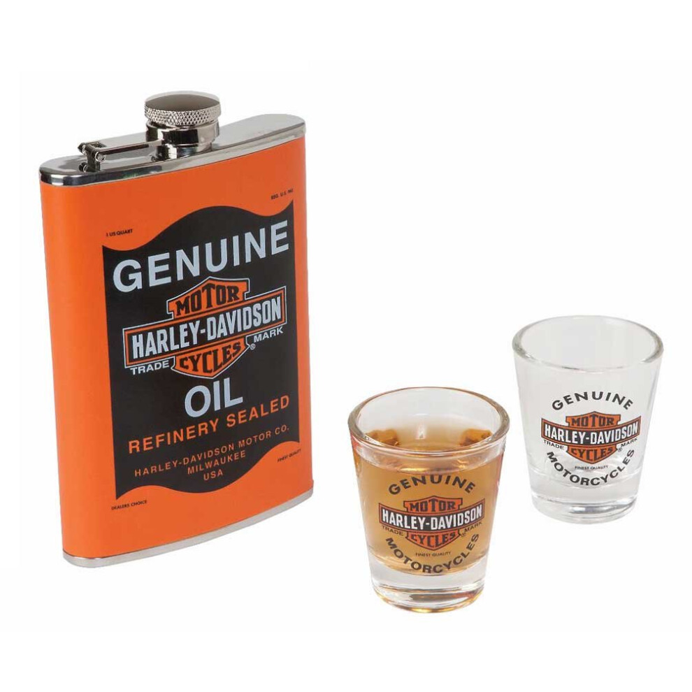 HarleyDavidson Genuine Oil Can Hip Flask  Shot Glass Gift Set  HDL18557