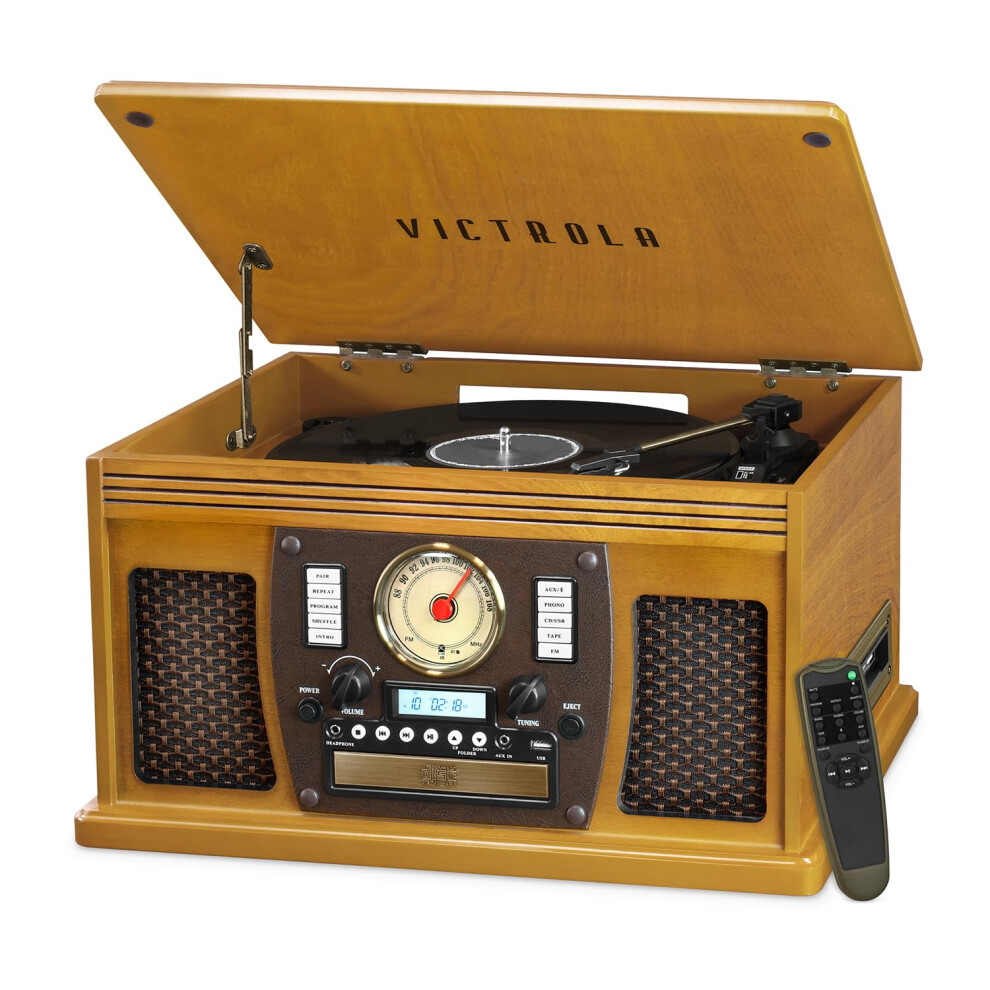 Victrola 8in1 Bluetooth Record Player  Multimedia Center  Builtin Stereo Speakers  Turntable  Wireless Music Streaming  Rea