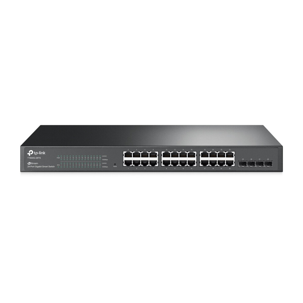 TPLink 24 Port Gigabit Switch  Smart Managed Switch w 4 SFP Slots  Rackmount  Limited Lifetime Protection  Support L2L3L