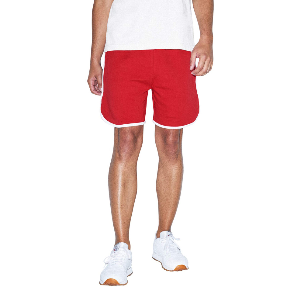 American Apparel Mens Interlock Basketball Shorts  RedWhite  Small