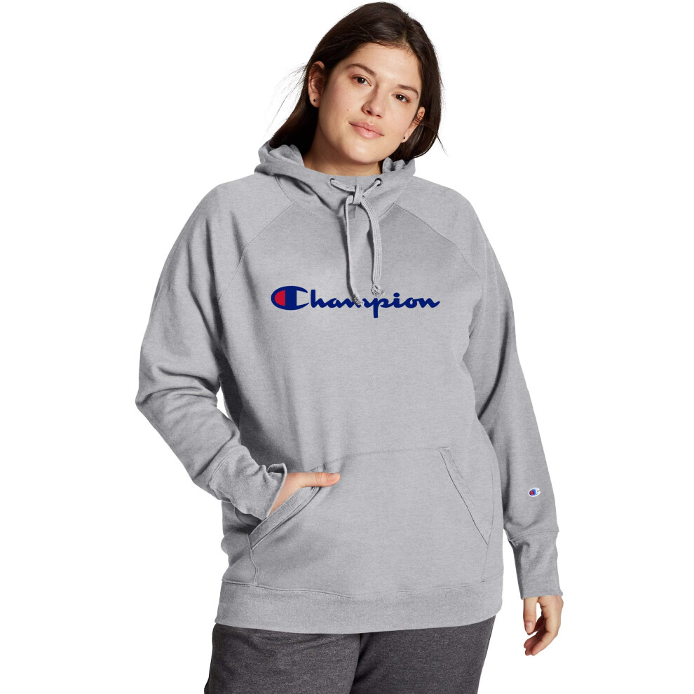 Champion womens Plus Powerblend Hoodie  Script Logo Hooded Sweatshirt  Oxford Grayy07466  2X US