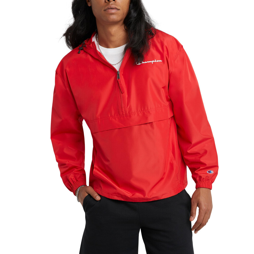 Champion mens Stadium Packable Jacket  Left Chest Script Jacket  Scarlet549369  Small US