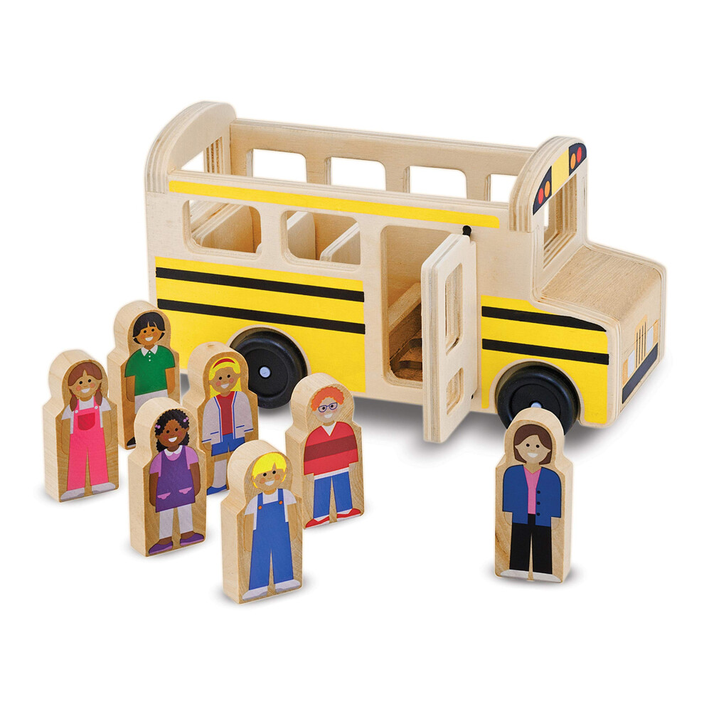 Melissa  Doug School Bus Wooden Toy Set With 7 Figures  Pretend Play  Classic Toys For Kids