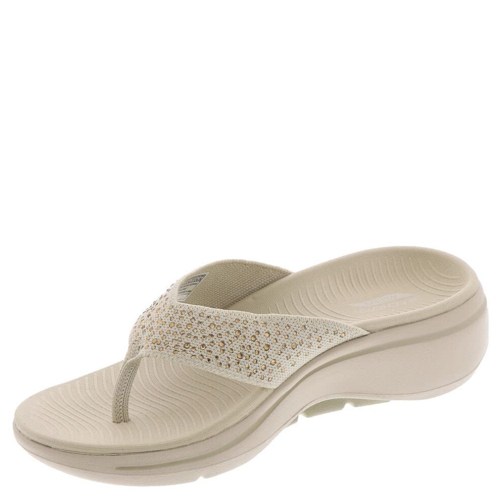 Skechers Go Walk Arch Fit Knit Sandal with Rhinestones Natural 11 B M