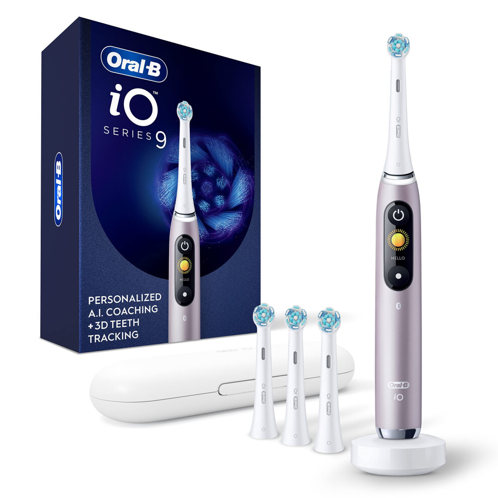 OralB iO Series 9 Electric Toothbrush with 3 Replacement Brush Heads  Rose Quartz