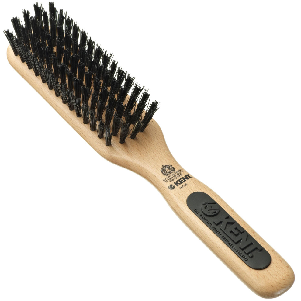 KENT PF06 Natural Wood Boar Bristle Hair Brush  Straightening Brush and Styling Brush for Short to Medium Length Hair  Natural