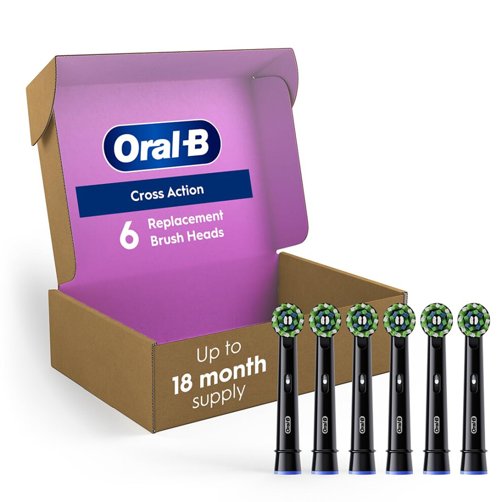 OralB CrossAction Electric Toothbrush Replacement Brush Heads  Black  6 Count