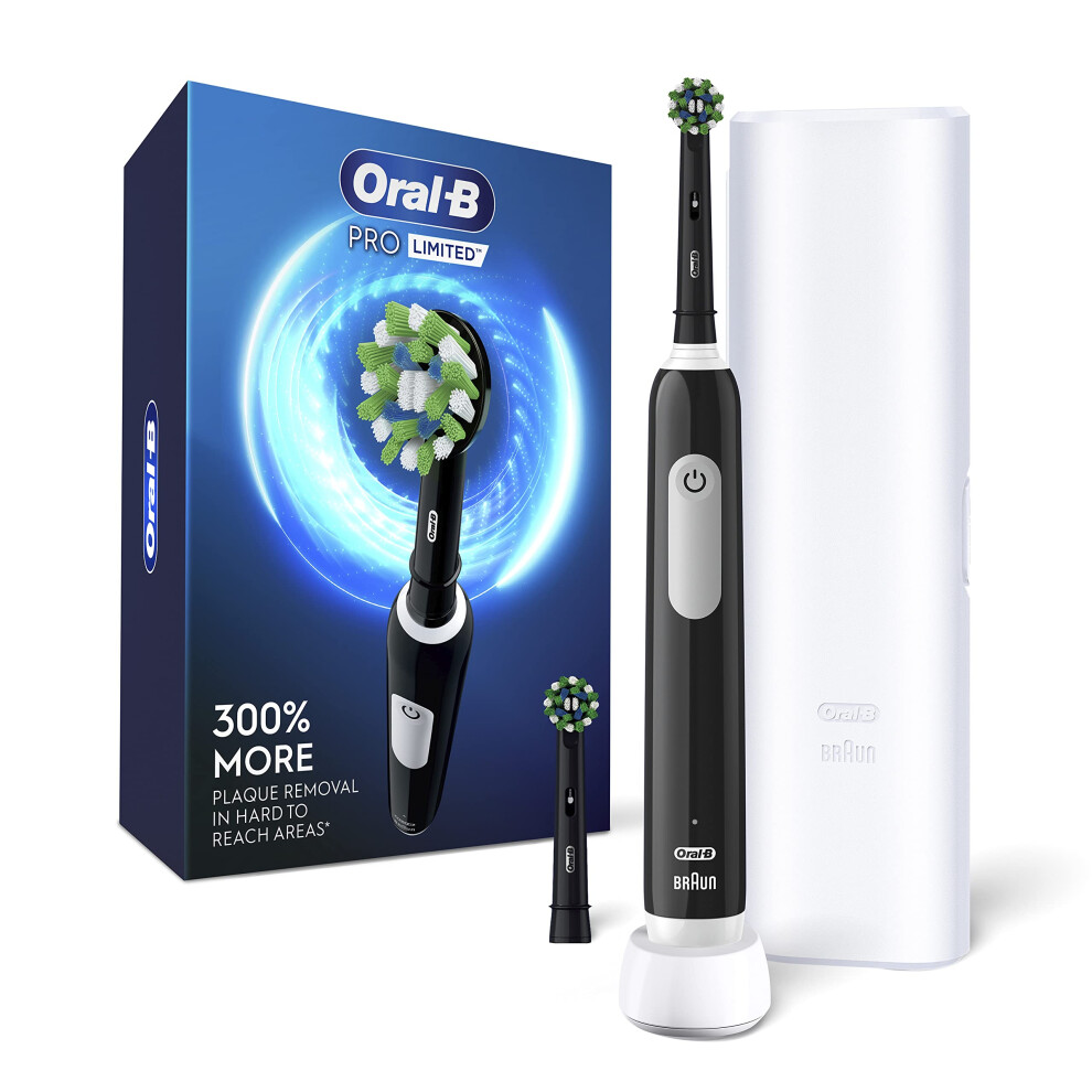 OralB Pro Limited Electric Toothbrush with 2 Brush Heads  Rechargeable  Black