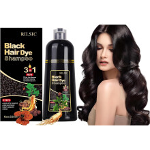 RILSIC Black Hair Dye Shampoo 3 IN 1 Herbal Natrual Hair Dye Shampoo Instant Hair Color Shampoo for Women Men Grey Hair Cover