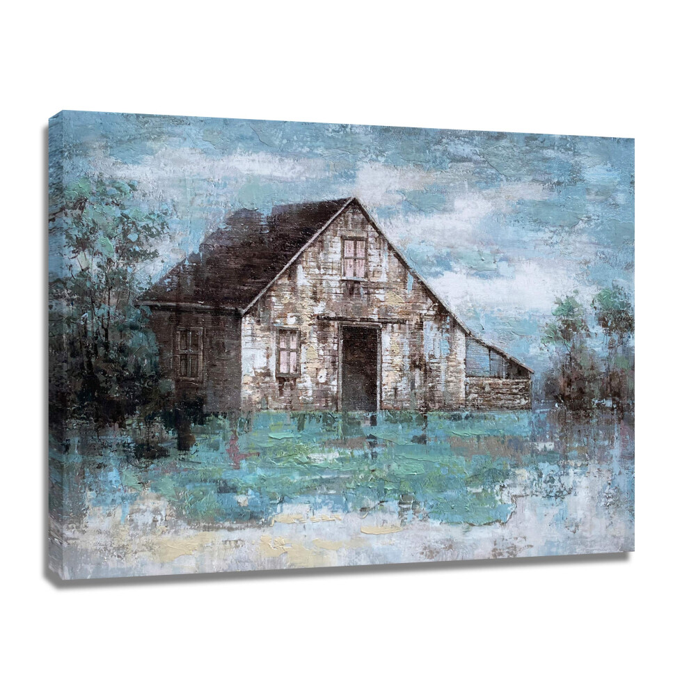 BATRENDY ARTS Rustic Wall Art Farmhouse Living Room Decor Modern Cabin in the Woods Canvas Painting Pictures in Multicolor Desi