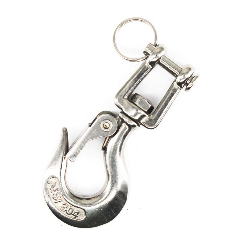 304 Stainless Steel Swivel Eye Lifting Hook American Type Safety Hook Rigging Accessory With Latch Eye Working Load 1000 Kg 38 669819321685