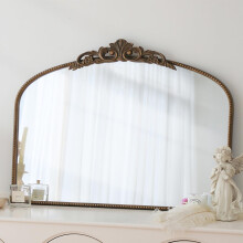Micasso Large Arendahl Traditional Ornate Wall Mirror 29x 36 Antique Gold Decorative Baroque Arch Mirror for Entryway Fire
