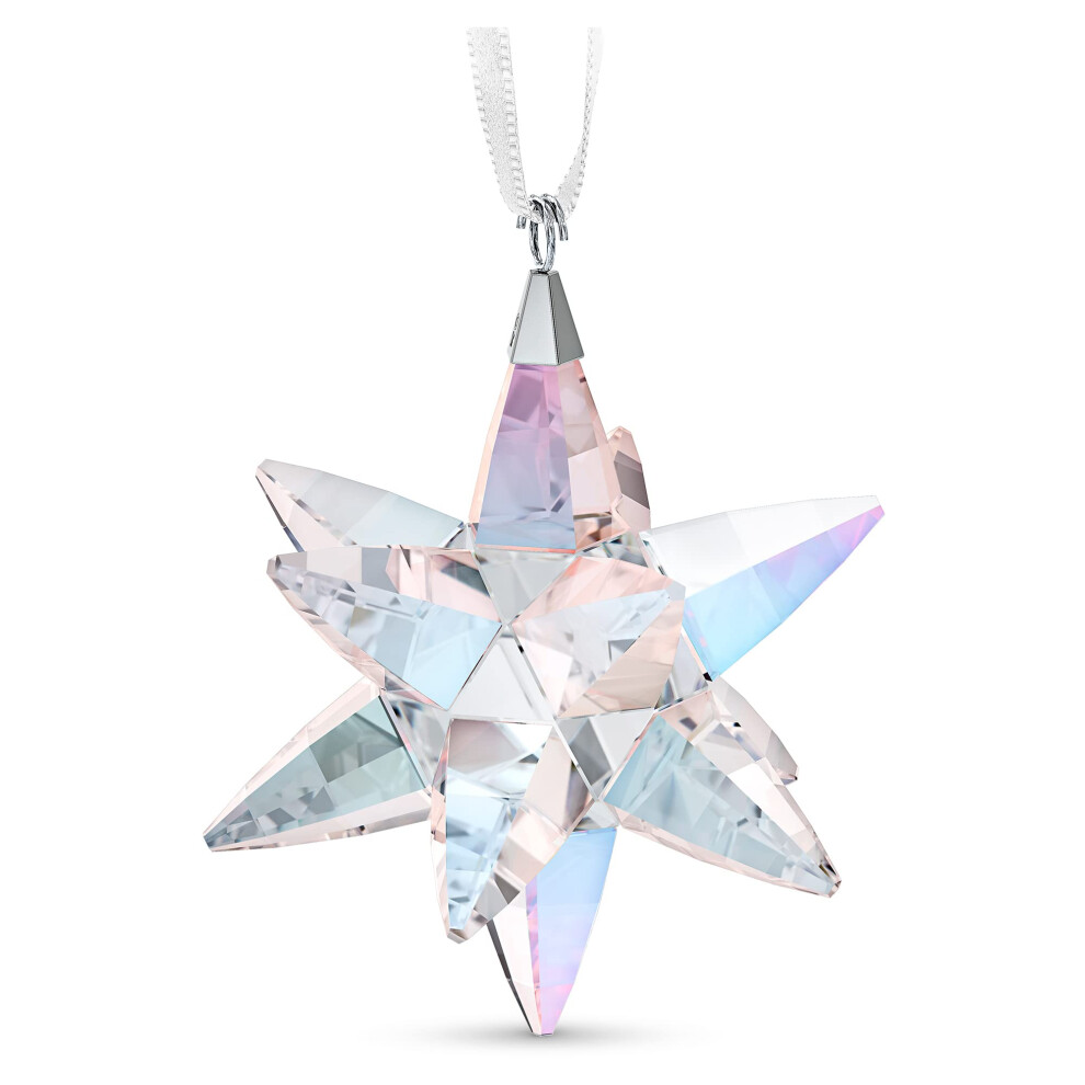 SWAROVSKI Shimmer Star Ornament  Medium  Multicolored Swarovski Crystals on White Satin Ribbon  Part of the Swarovski Classic Co