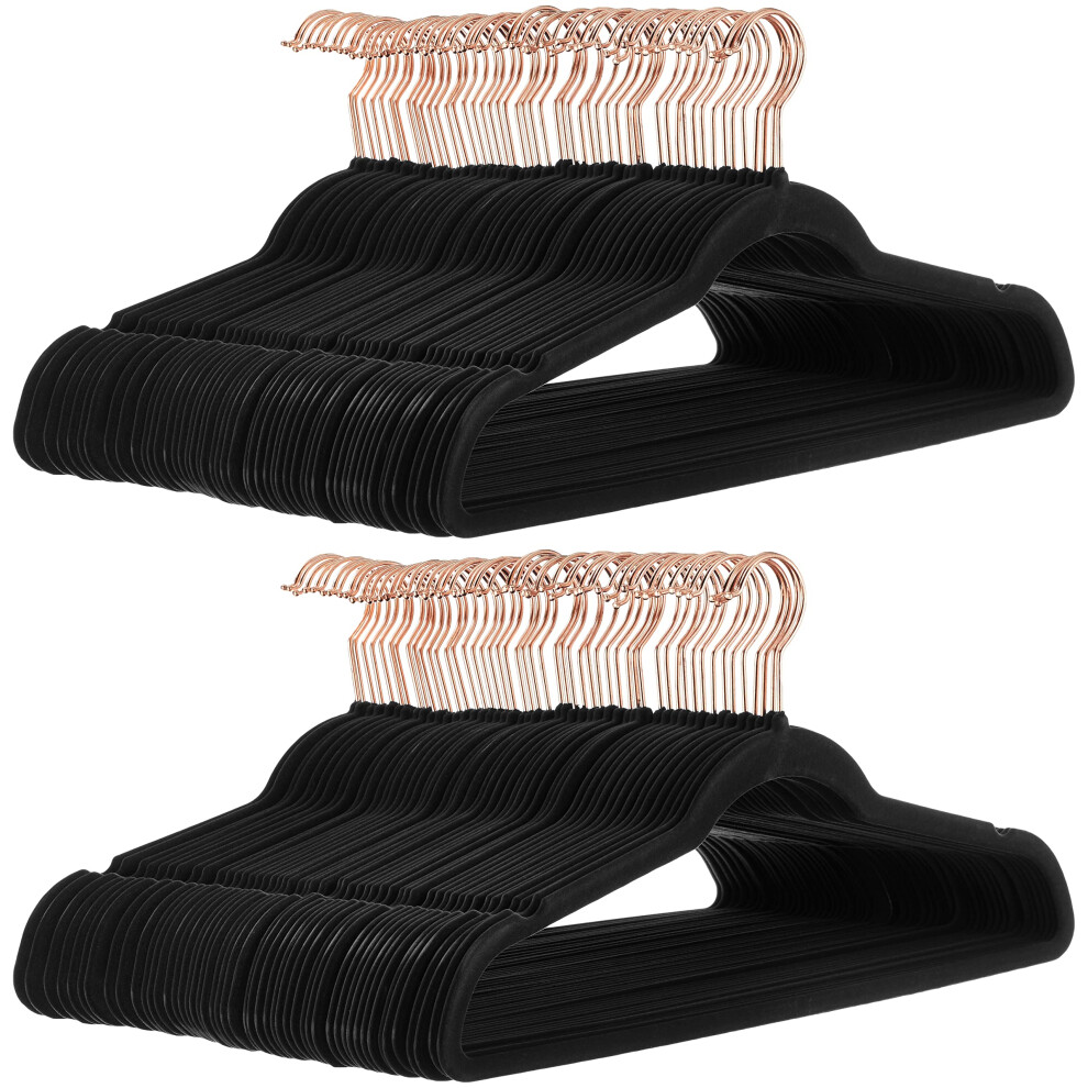 Amazon Basics Slim  Velvet  Non-Slip Suit Clothes Hangers  Black/Rose Gold - Pack of 100