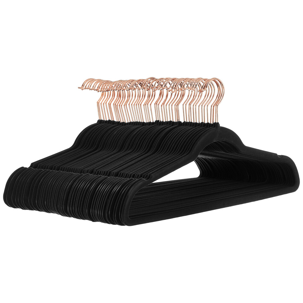 Amazon Basics Slim  Velvet  NonSlip Suit Clothes Hangers  BlackRose Gold  Pack of 50