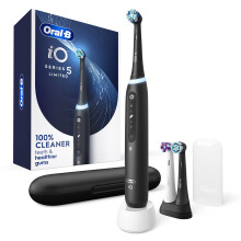 Cepillo de dientes eléctrico Oral-B iO Deep Clean + Whiten, Negro, 3 cabezales y estuche de viaje