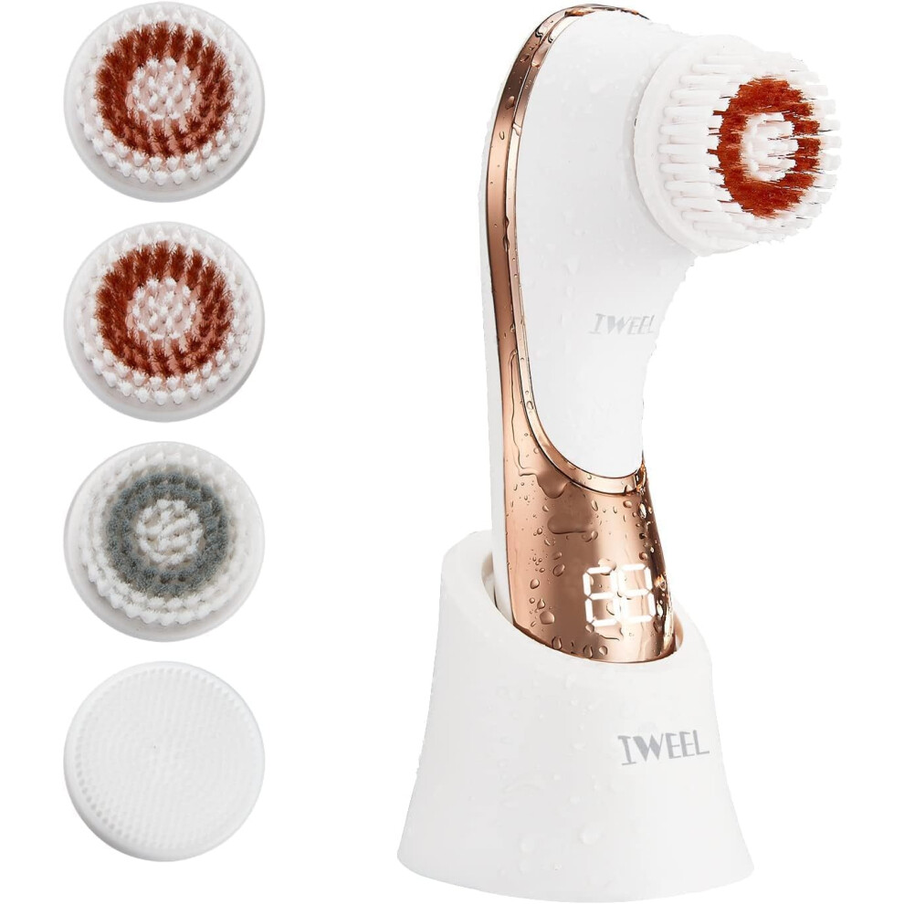 Iweel Electric Face Brush Scrubber Rechargeable Facial Exfoliator Ipx7 Waterproof Spin Cleanser Rotating Spa Machine For Exfoliating